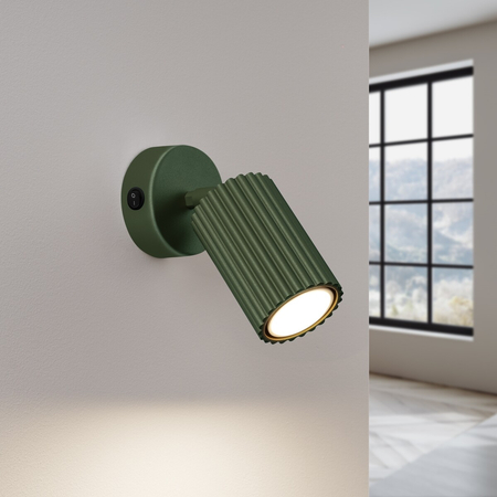 Sollux Lighting Kinkiet KARBON zielony oliwkowy z włącznikiem SL.1617