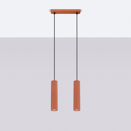 Sollux Lighting Lampa wisząca KARBON 2 ochra czerwona SL.1631