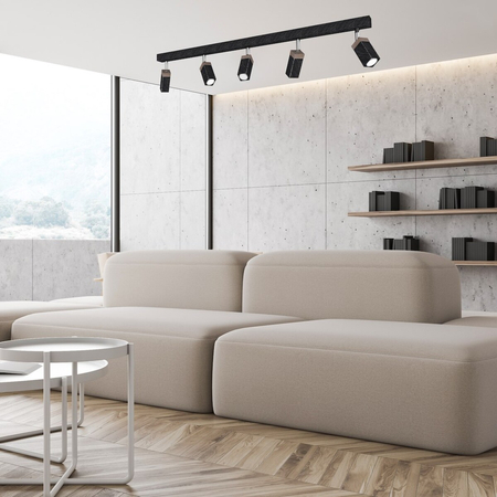 Milagro Lampa sufitowa SOLO SAWN BLACK / PATINATED WOOD 5x mini GU10 MLP7474 PRZECIERANY CZARNY / DREWNO PATYNOWANE