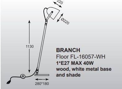 Lampa podłogowa Zuma Line Branch Floor FL-16057-WH