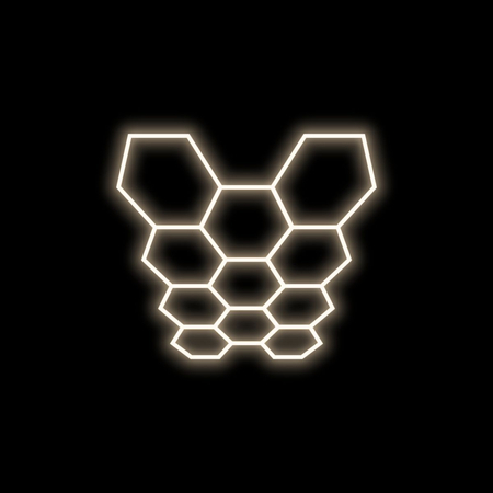 Efektowne oświetlenie LED Blaupunkt Hexagon 297 x 412 cm, konfigurowalny system LED o ciepłej barwie w kształcie plastra miodu do showroomu, galerii, salonu samochodowego, serwisu, garażu
