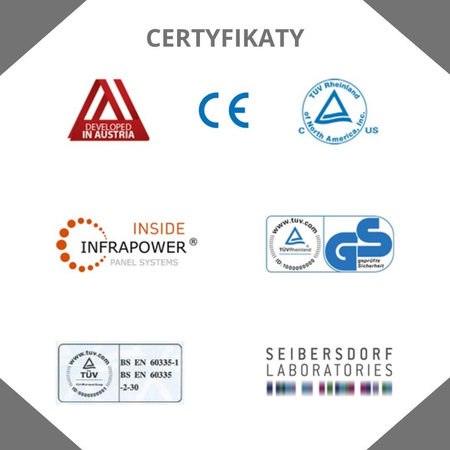 Panel grzewczy na podczerwień Greenie 60x120cm 800W białe szkło - 5 lat gwarancji - 16 - 20m2