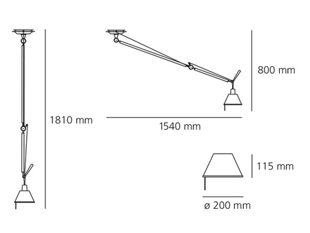 Lampa wisząca Artemide 0629000A Tolomeo Decentrata