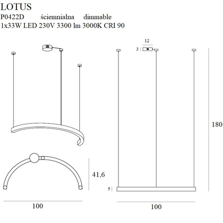 Lampa wisząca Maxlight LOTUS P0422D złoty