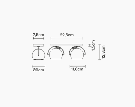 Kinkiet/lampa sufitowa Fabbian D57G2331 Beluga Colour 2 Luci Blu Scu