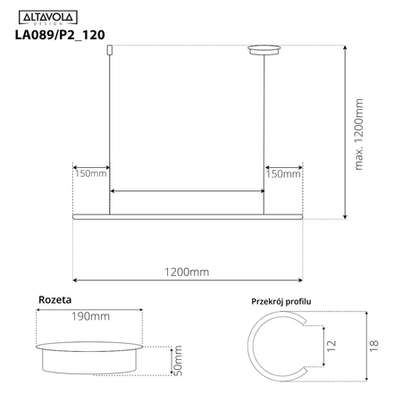 Lampa wisząca Linea No.1B 120cm 4k biała