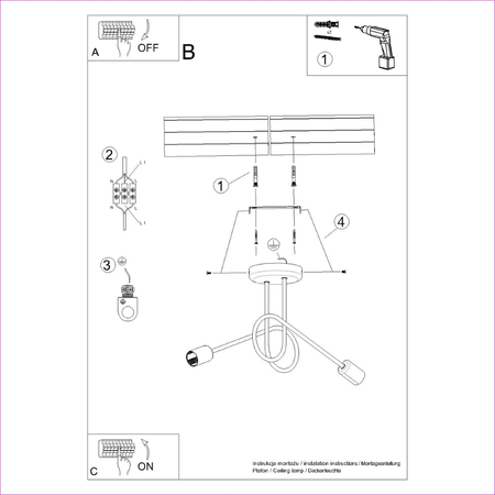 Sollux Lighting Żyrandol LOOP 2 czarny SL.1472