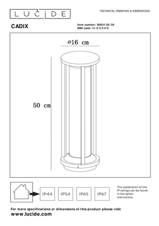 Lampa zewnętrzna Lucide CADIX 15804/50/30 czarny