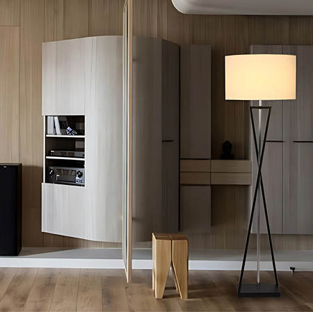 Lampa podłogowa Abigali Sand Glass biała