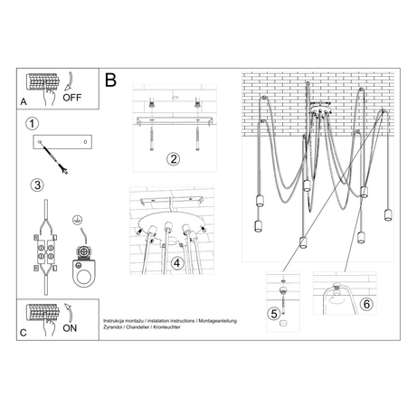 Sollux Lighting Żyrandol EDISON 7 czarny SL.0372