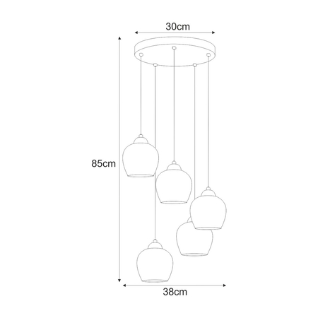 Lampa wisząca Kaja TULA K-5607 czarny, złoty, bursztyn