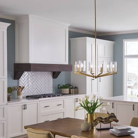 Żyrandol Nye - 6 źródeł światła - Szczotkowany naturalny mosiądz Quintiesse QN-NYE6-BNB