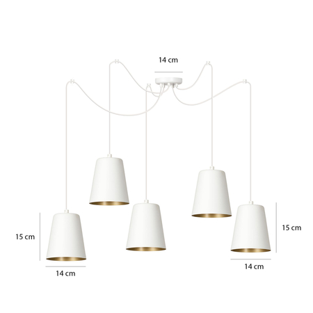 Lampa wisząca LINK 5 WHITE / GOLD Emibig 456/5 biały/złoty