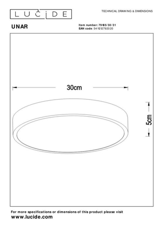 Lampa sufitowa Lucide UNAR 79185/30/31 biały