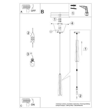 Sollux Lighting Lampa wisząca PRYSM 1 czarna SL.1400