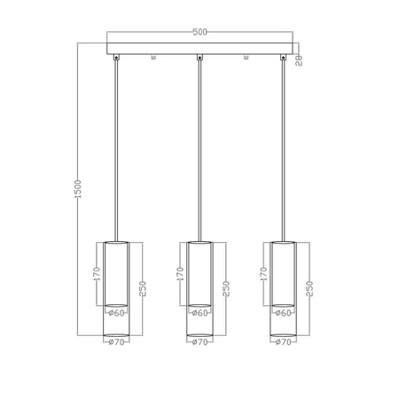 Lampa wisząca Manacor 3xGU10 czarna LP-232/3L BK