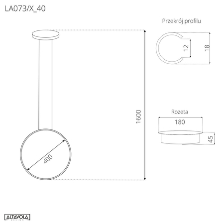 Lampa wisząca Ledowe Okręgi No.1 X 40cm 4k różowo złota Dali