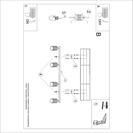 Sollux Lighting Plafon KARBON 4L czarny SL.1584