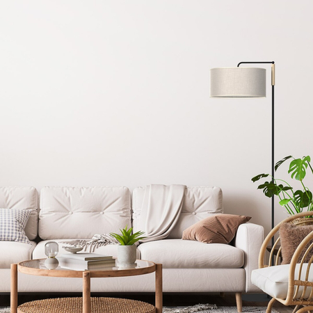 Milagro Lampa Podłogowa ATLANTA 1xE27 MLP7454 CZARNY / NATURALNE DREWNO