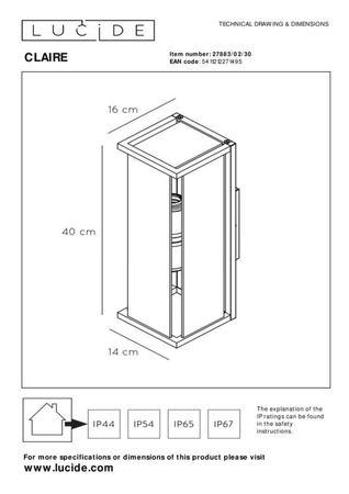 Lampa zewnętrzna Lucide CLAIRE-LED czarny 27883/02/30