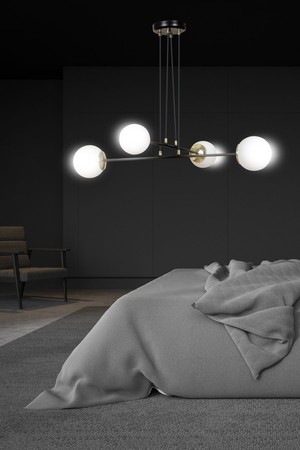 Lampa wisząca OGNIS 4 BLACK Emibig 966/4 biały/czarny