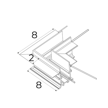 MAXLIGHT MT0008.  Kątownik 90°. Montaż na sufit lub ścianę. Do szyn MT0006, MT0007