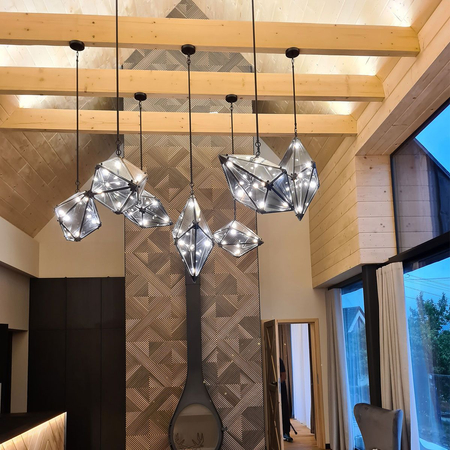 Lampa wisząca Konstelacja pionowa 7xG9 czarna LP-055/1P BK