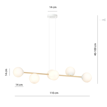 Lampa wisząca GRAVITY 6 Emibig 1242/6 biały/złoty