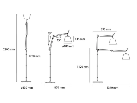 Lampa podłogowa Artemide 0947020A Tolomeo Basculante