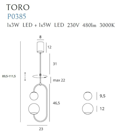 Lampa wisząca Maxlight P0385 złoty