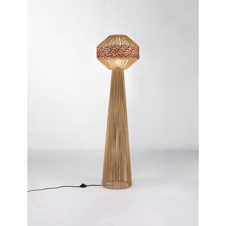 Lampa podłogowa Luces Exclusivas OVELRIA LE45355 drewno jasne i ciemne, czerwony