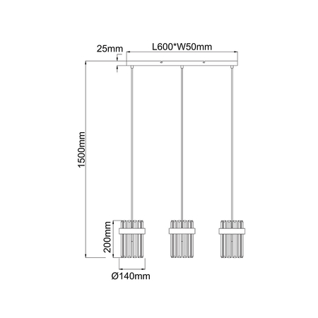 Light Prestige Lampa wisząca Vetro złota 3xE14 LP-2910/3L GD