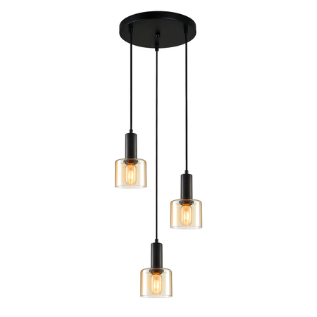 Lampa wisząca Italux PND-65342-3A-BK+AMB Santia
