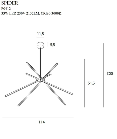 Lampa wisząca Maxlight P0412 czarny/chrom