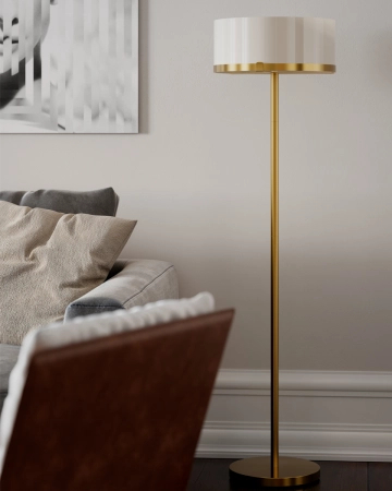 Lampa podłogowa By Rydens Marcel 150 cm miedziany/biały