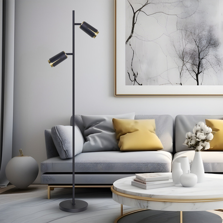 Milagro FLOWER BLACK GOLD LAMPA PODŁOGOWA 2xGU10 ML0269 CZARNY + ZŁOTY