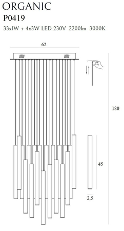 Lampa wisząca Maxlight P0419D czarny/chrom