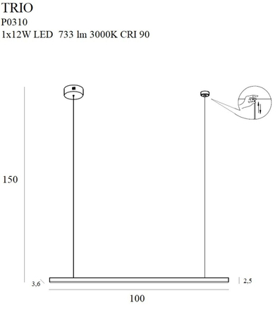 Lampa wisząca Maxlight P0310 czarny/chrom