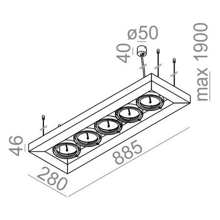 Lampa wisząca AQForm Cadva 111 x 5 Czarny Struktura