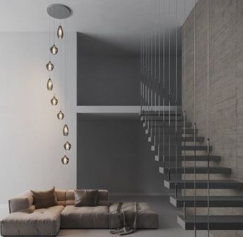 Lampa wisząca Azzardo AZ3673 Amber Milano 9 chrome