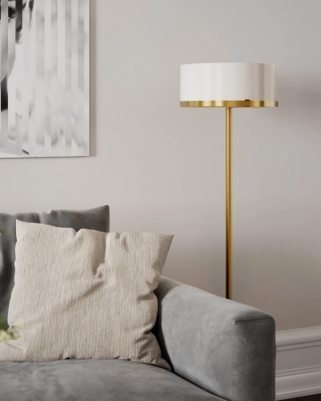 Lampa podłogowa By Rydens Marcel 150 cm miedziany/biały