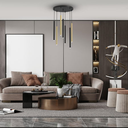 Milagro Lampa wisząca MONZA BRASS 7xG9 max 8W LED MLP8843 CZARNY/ZŁOTY