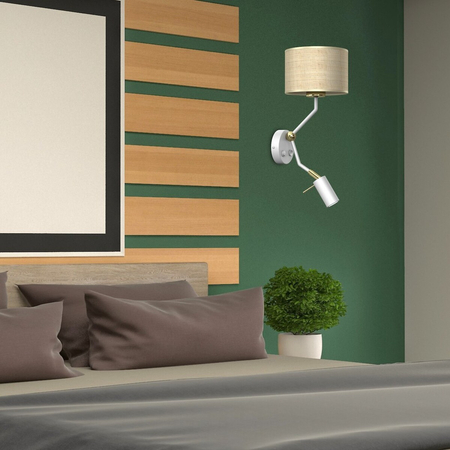 Milagro Kinkiet Marshall 1xE27 + 1x mini GU10 Biały / Rattan MLP7483 BIEL / RATTAN