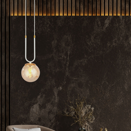 Lampa wisząca GLAM 1 WHITE/MIODOWY Emibig 1117/1 biały/beżowy