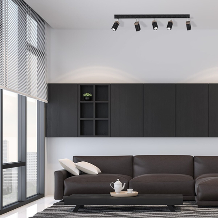 Milagro Lampa sufitowa SOLO SAWN BLACK / PATINATED WOOD 5x mini GU10 MLP7474 PRZECIERANY CZARNY / DREWNO PATYNOWANE