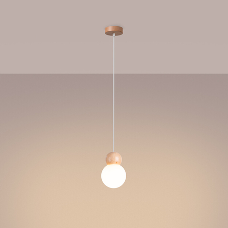 Sollux Lighting Lampa wisząca PEKKA 1 biała/naturalne drewno SL.1390