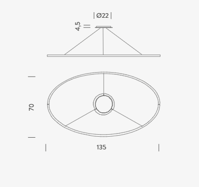 Lampa wisząca Nemo ELPLWW53 Ellisse Major Uplight