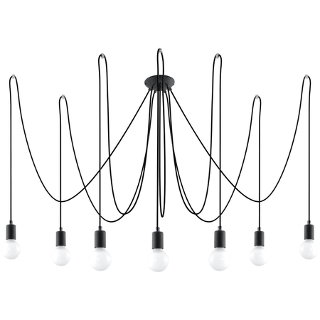 Sollux Lighting Żyrandol EDISON 7 czarny SL.0372