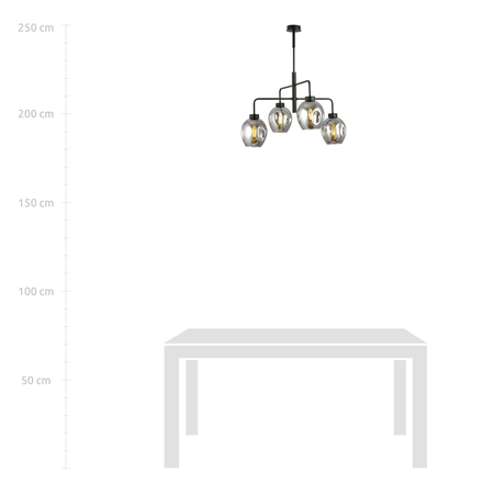 Lampa wisząca LUKKA 4 BLACK/GRAFIT Emibig 1163/4 czarny