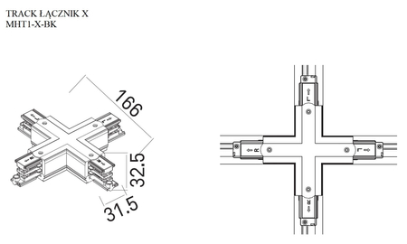 Łącznik szynowy Maxlight MAX MHT1-X-BK czarny